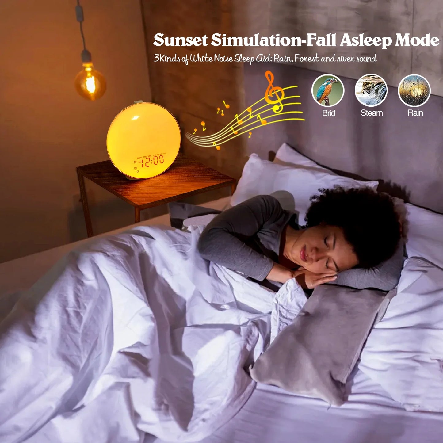 Experience Gentle Mornings with the Sunrise Alarm Clock - Dual Alarms, FM Radio, and 17 Colors for a Perfect Wake-Up!