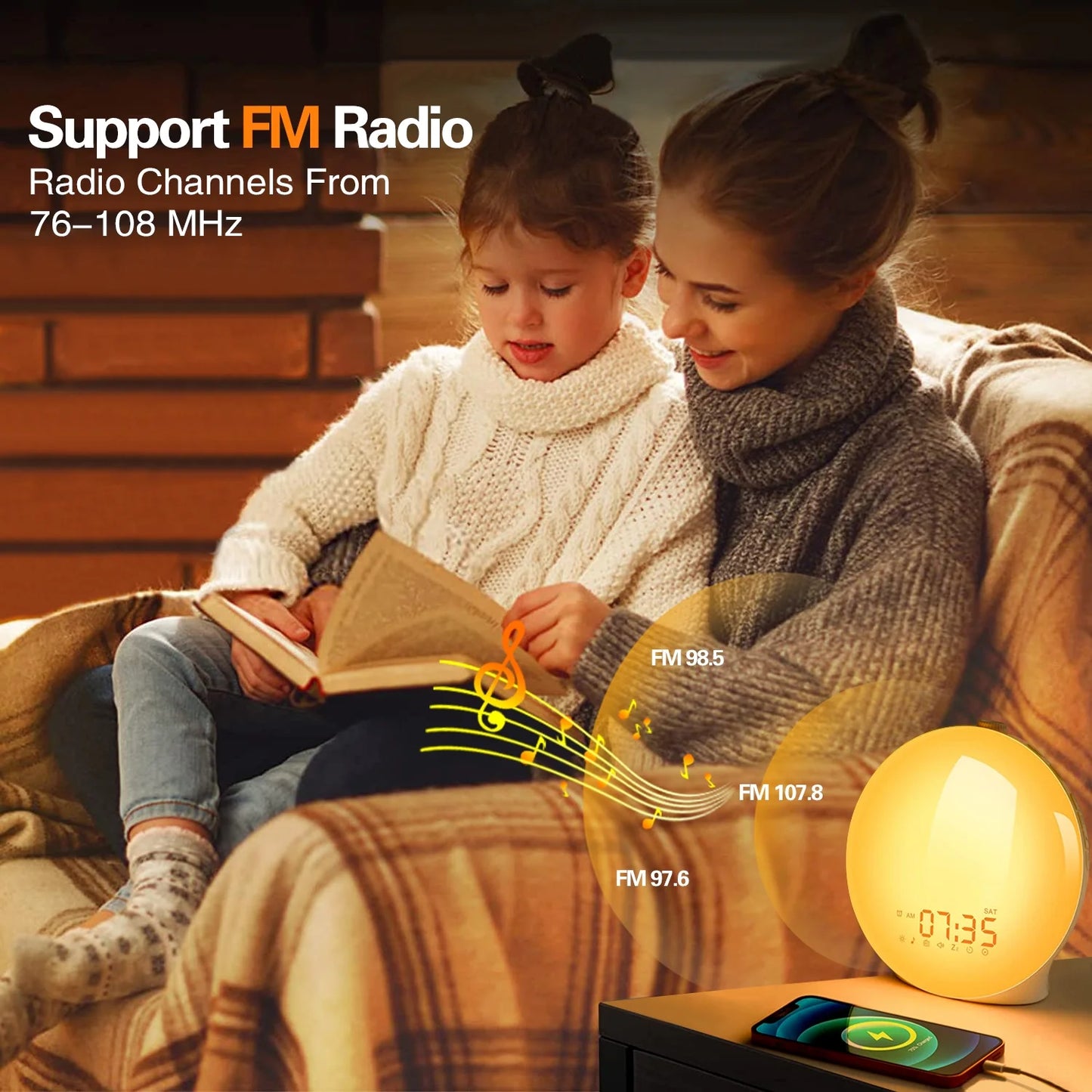 Experience Gentle Mornings with the Sunrise Alarm Clock - Dual Alarms, FM Radio, and 17 Colors for a Perfect Wake-Up!