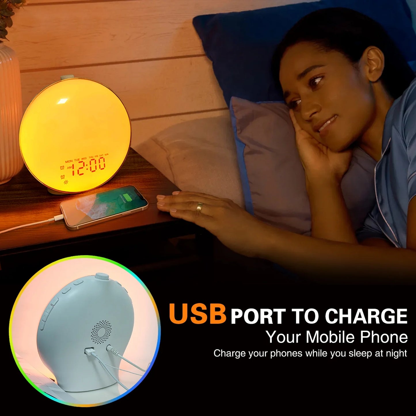 Experience Gentle Mornings with the Sunrise Alarm Clock - Dual Alarms, FM Radio, and 17 Colors for a Perfect Wake-Up!